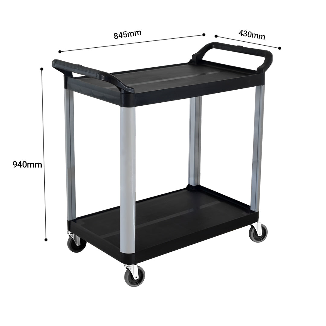 2 Tier Multifunctional Utility Cart 845x430x940mm Black