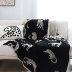 SOGA Black Cream Animal Print Throw Blanket 130x180cm Acrylic