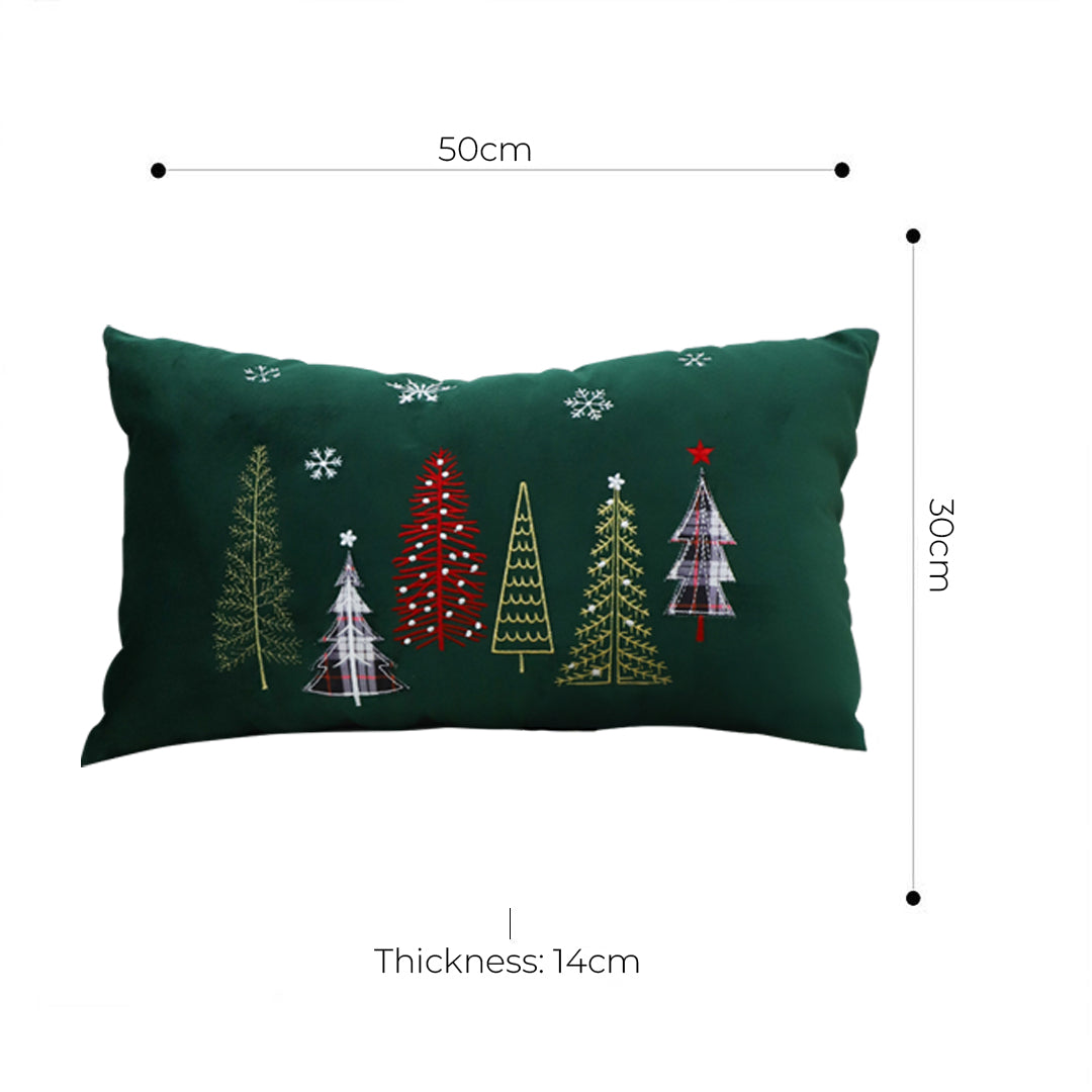 30cm Throw Pillow Dark Green Christmas Forest
