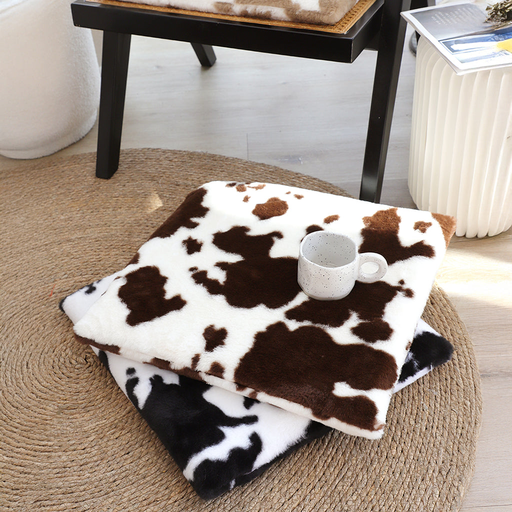 SOGA 2X 45cm Coffee Cowhide Soft Leaning Plush Backrest  Seat Pillow