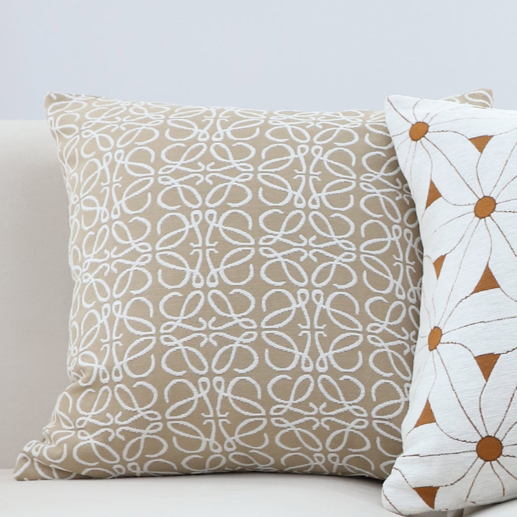 50cmThrow Pillow White and Beige Geometric Pattern Accent