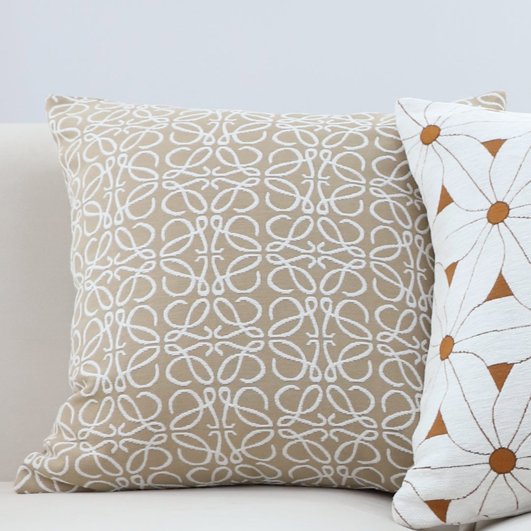 50cmThrow Pillow White and Beige Geometric Pattern Accent