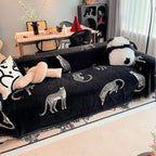 SOGA Four-seater Black Sofa Cover Leopard Print 180x420cm Polyester