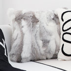 45cm Throw Pillow Floral Gray Rabbit Fur Square