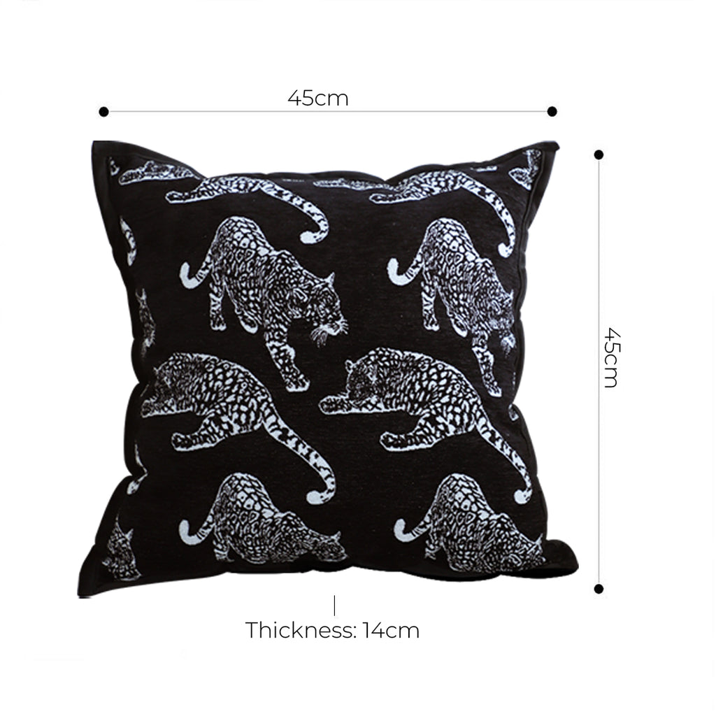 45cm Throw Pillow Black Leopard