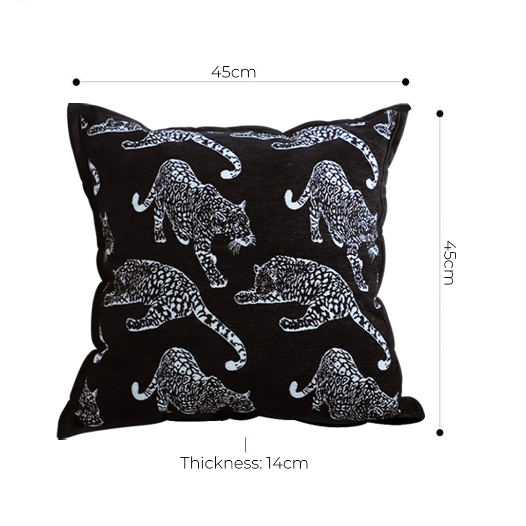 45cm Throw Pillow Black Leopard
