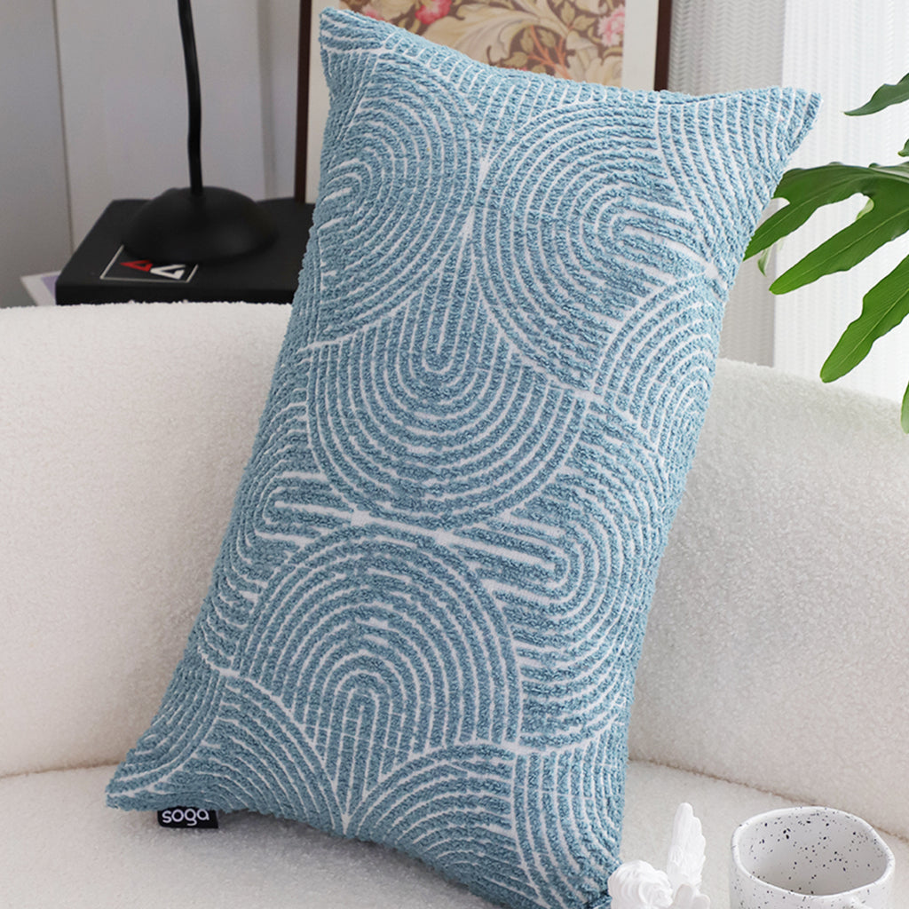 35cm Blue Throw Pillow Geometric Indoor and Outdoor Corded
