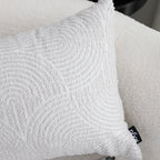 35cm Throw Pillow Off White Lumbar Embroidered