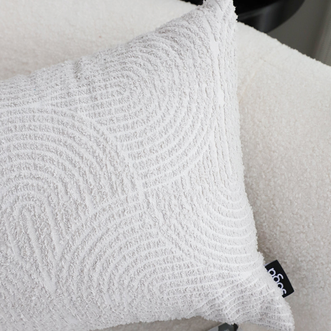 35cm Throw Pillow Off White Lumbar Embroidered