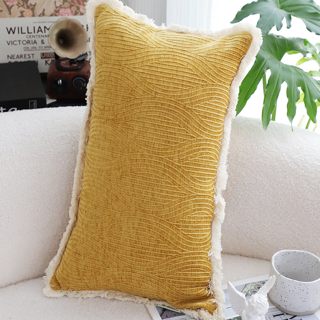 35cm Throw Pillow Turmeric Yellow Aesthetic Chenille Texture