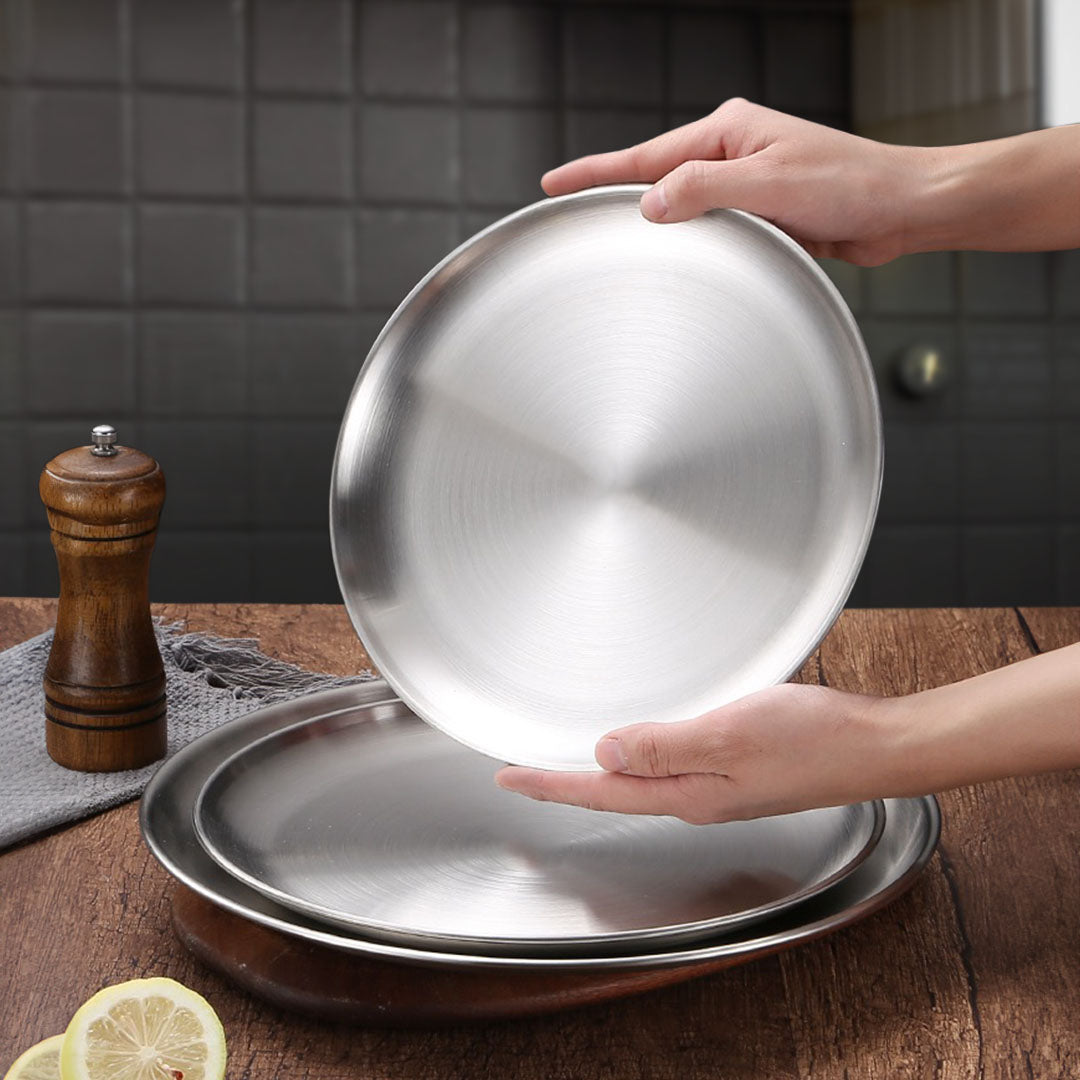 30cm Premium Silver Grilling Plate Durable Heat-Resistant Perfect for BBQs and Outdoor