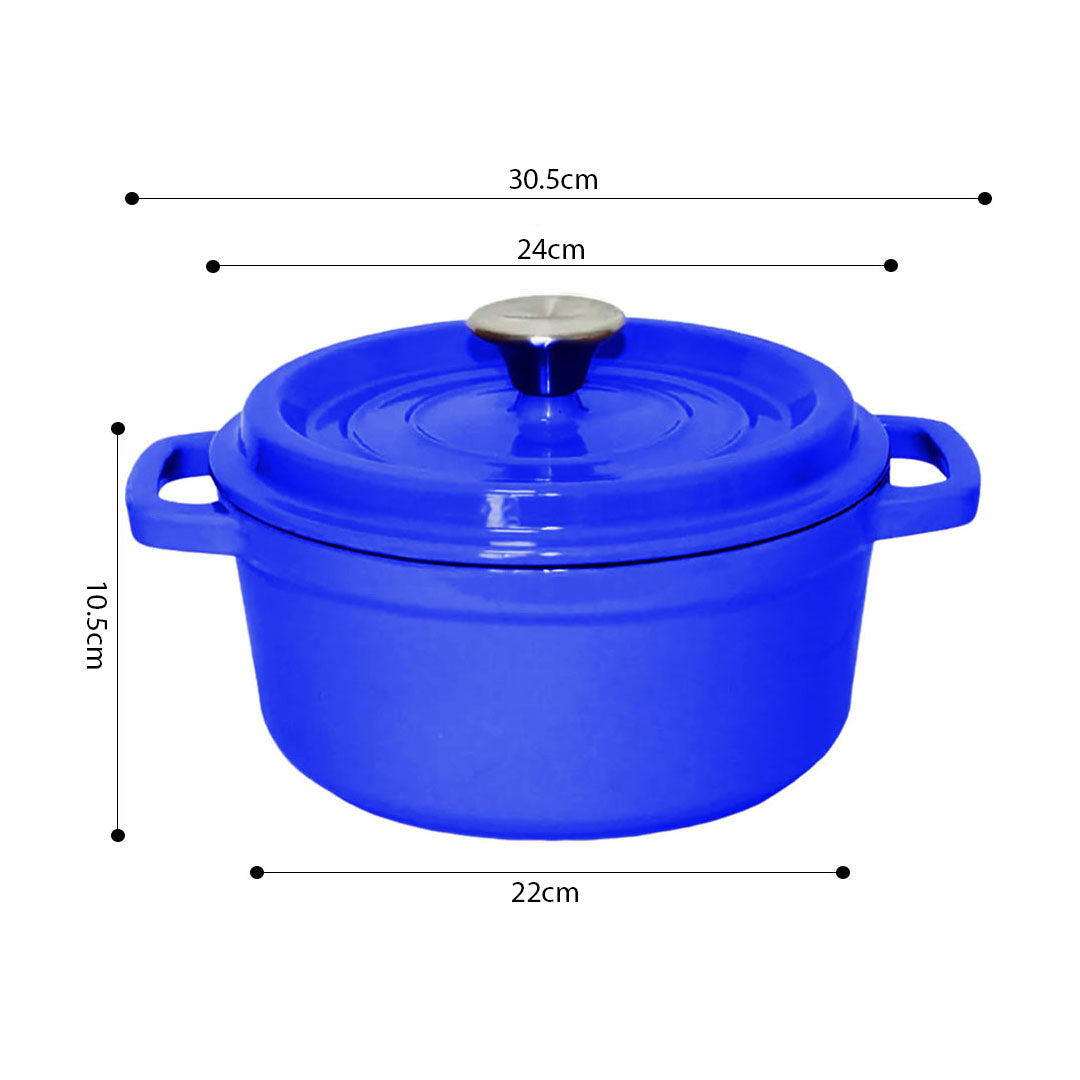 Cast Iron Porcelain Casserole 3.6L Blue 24cm
