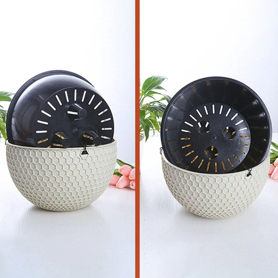 SOGA White Large Hanging Resin Flower Pot Self Watering Basket Planter