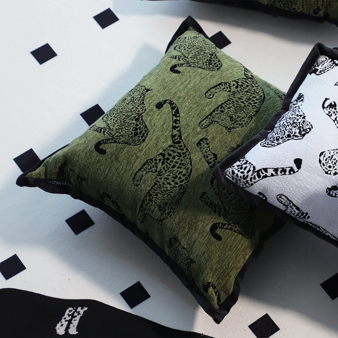 40cm Throw Pillow Green Leopard