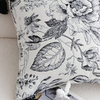 SOGA 50cm Throw Pillow  Black and White Elegant Floral Print with Tassel
