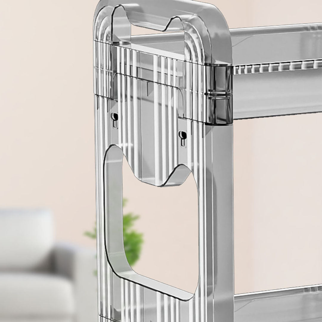 38x24x90cm Clear 4 Tier Bookshelf & Cosmetic Storage Organizer Trolley Rack