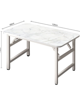 SOGA 120x60x75cm White Foldable Computer Study Table Easy Assembly Desk No Chair