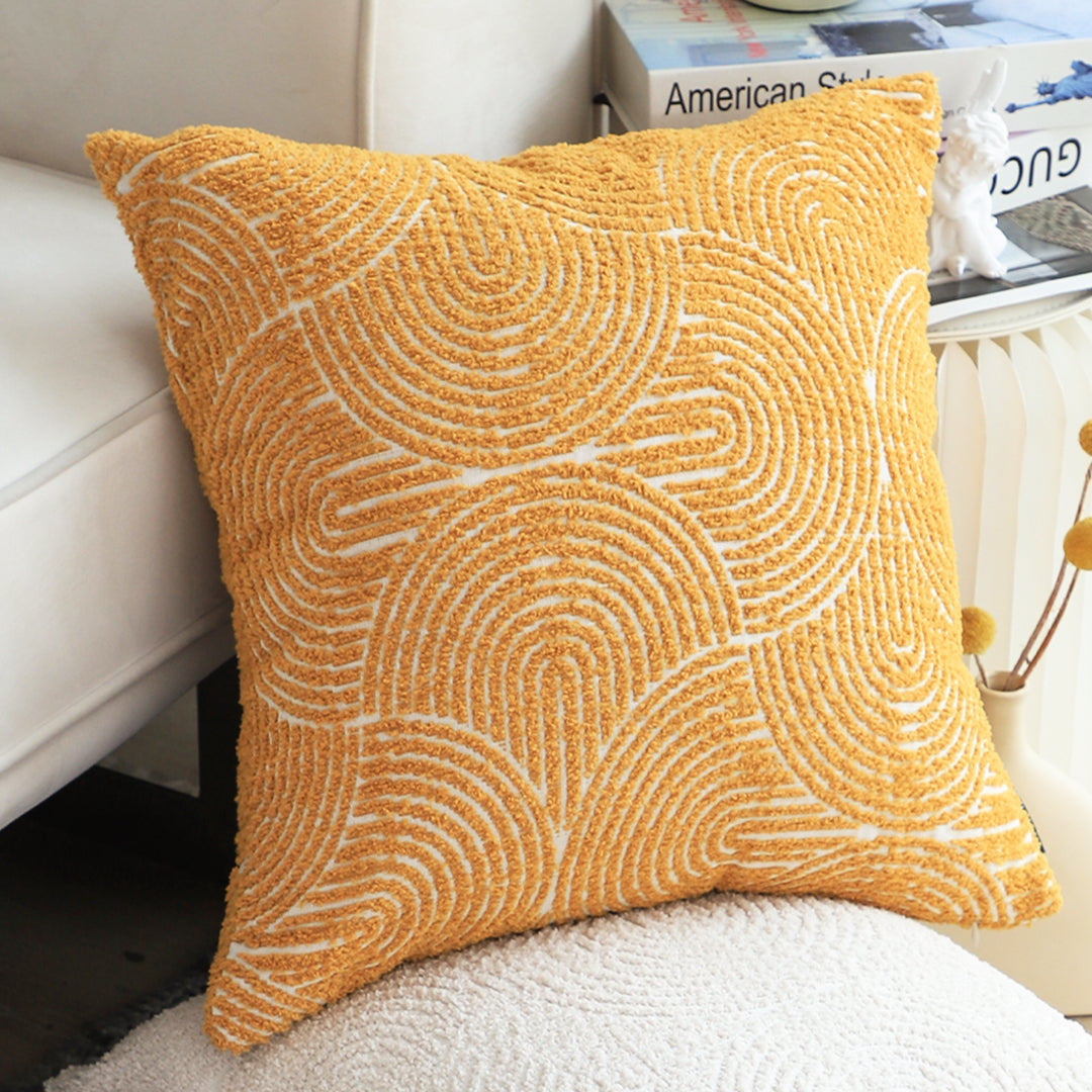 50cm Mustard Yellow Throw Pillow Geometric Indoor and Outdoor Corded