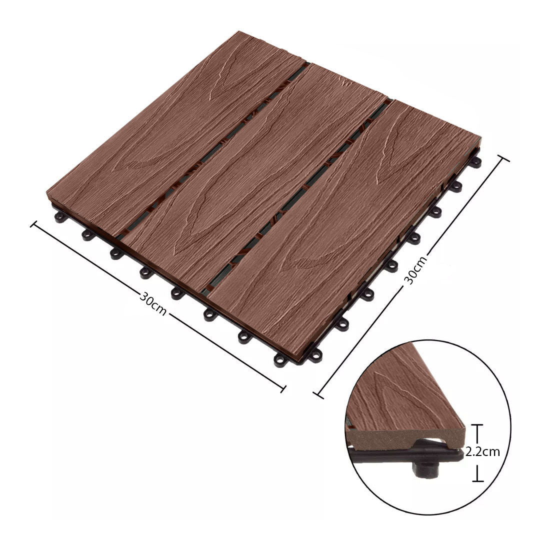 Dark Chocolate DIY Wooden Composite Decking Tiles  Set of 11