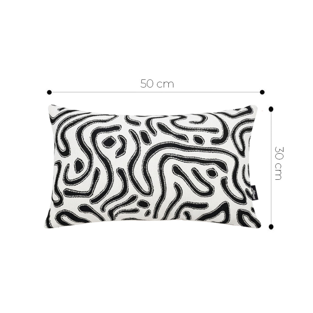 SOGA 30cm Black White Abstract Swirl Pattern Decorative Throw Pillow