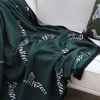 SOGA Forest Green Zebra Print Throw Blanket 130x180cm Acrylic