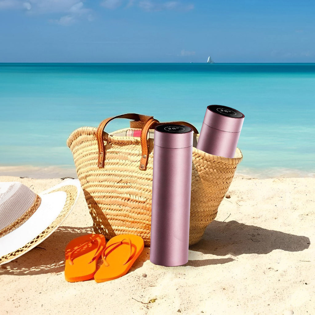 500ML Smart Thermometer Bottle Vacuum Flask  Rose Gold