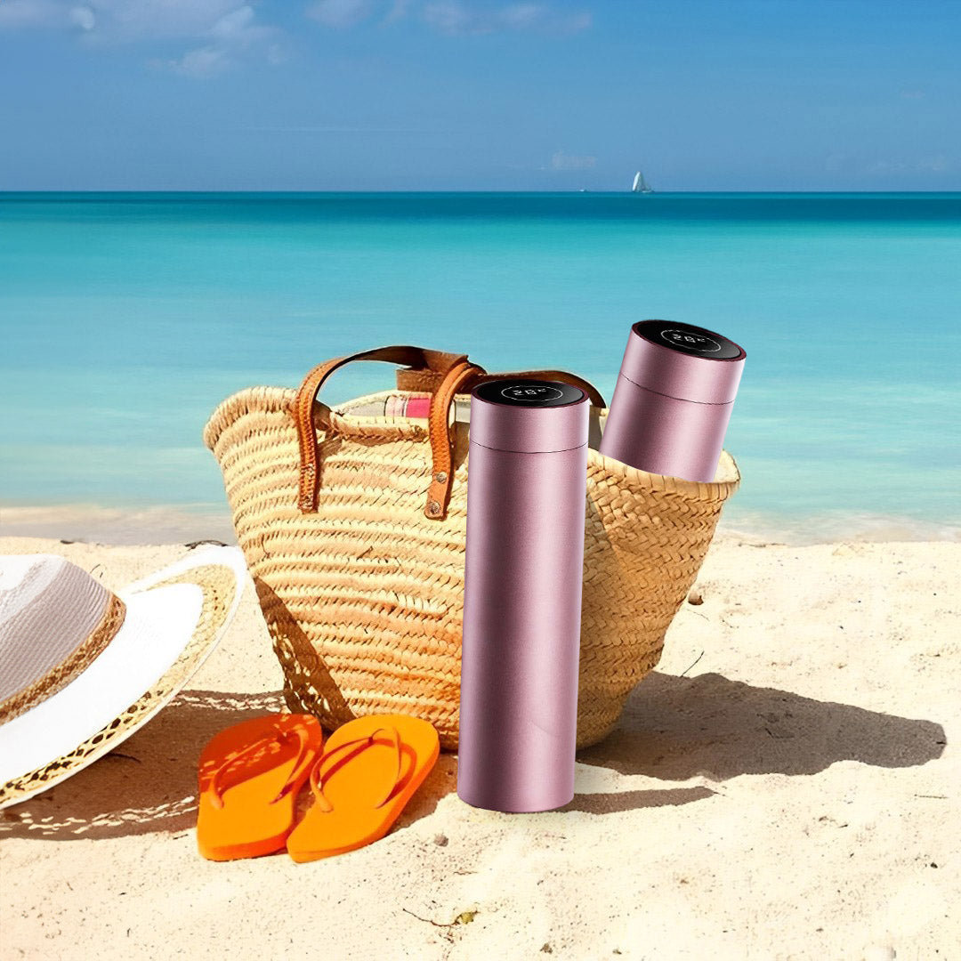 500ML Smart Thermometer Bottle Vacuum Flask  Rose Gold