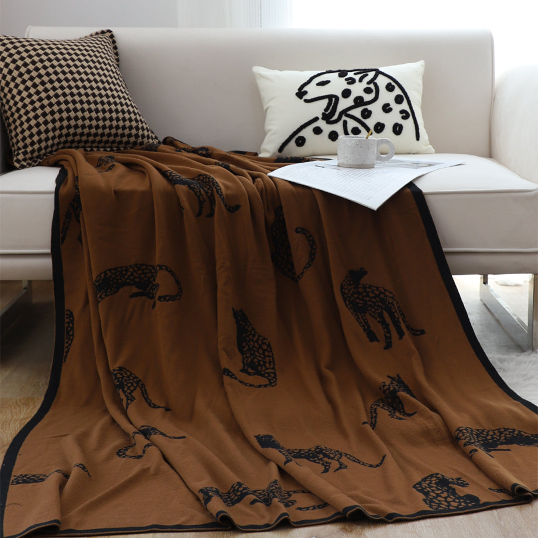 SOGA Black Brown Animal Print Throw Blanket 130x180cm Polyester