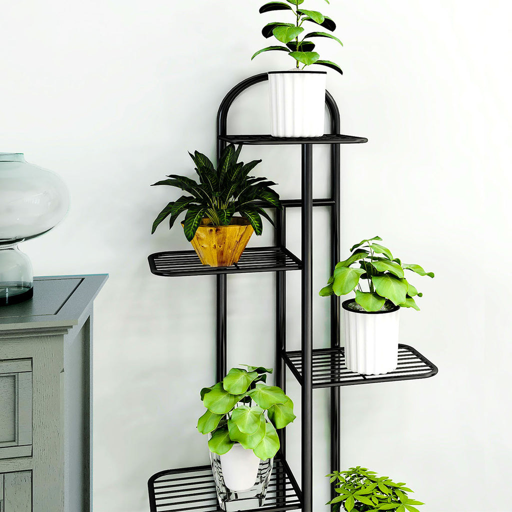 8 Tier Black Metal Plant Flowerpot Display Rack