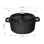 Cast Iron Porcelain Casserole 5L Black 24cm