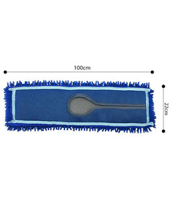 SOGA 100x22 Blue Microfiber Flat Mop Floor Cleaning Pads Rotating Dust Remover