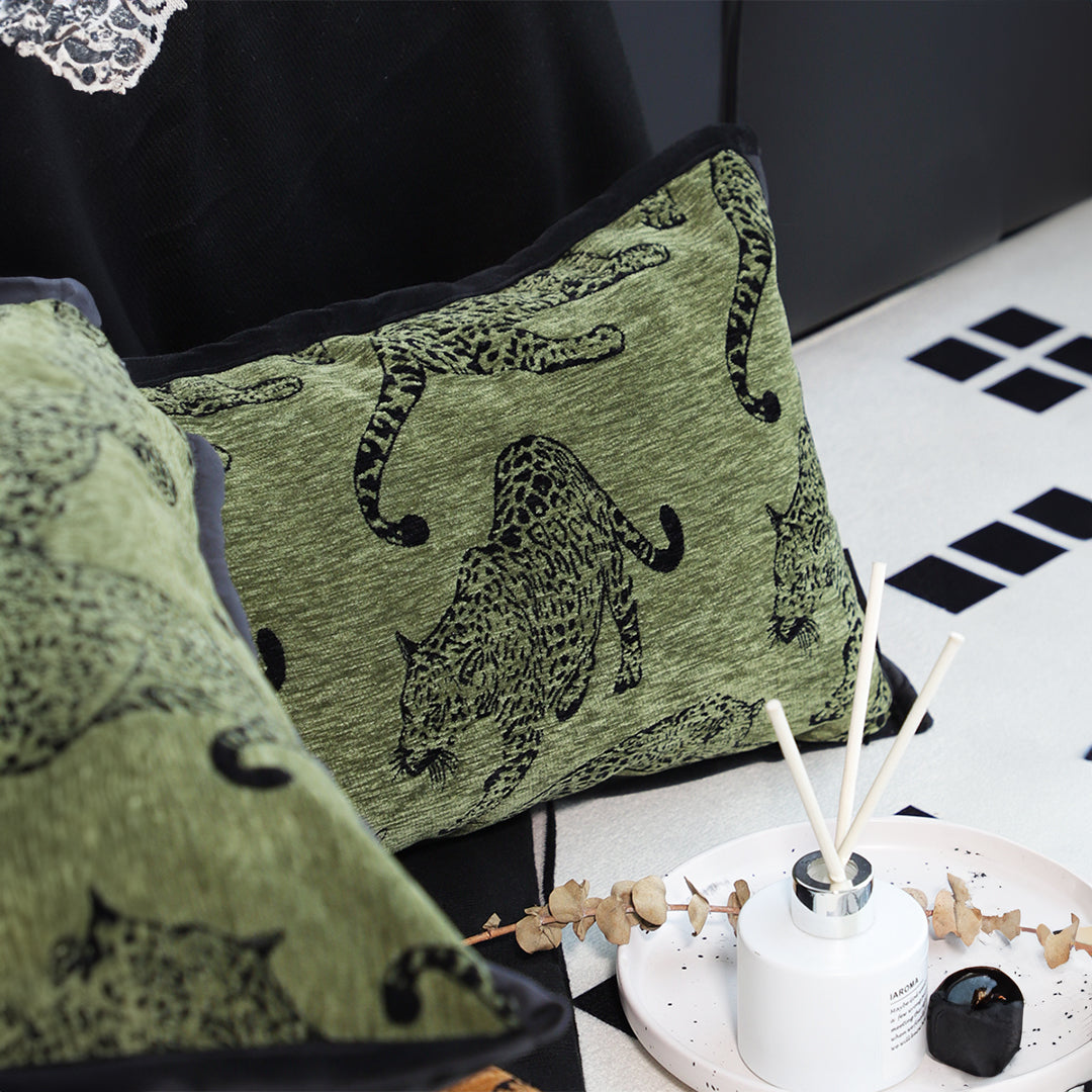 30cm Throw Pillow Green Leopard