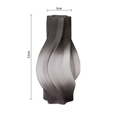 SOGA 33cm Glass Vase Grey with Beautiful glass Bubble Texture Art Vases