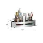 Silver Wall-Mounted Triangular Bathroom Storage Rack with Hooks
