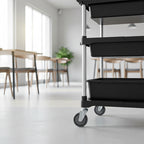 SOGA Black 3-Tier Kitchen Utility Trolley Cart with 5 Buckets