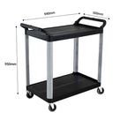 2 Tier Multifunctional Utility Cart 950x500x940mm Black