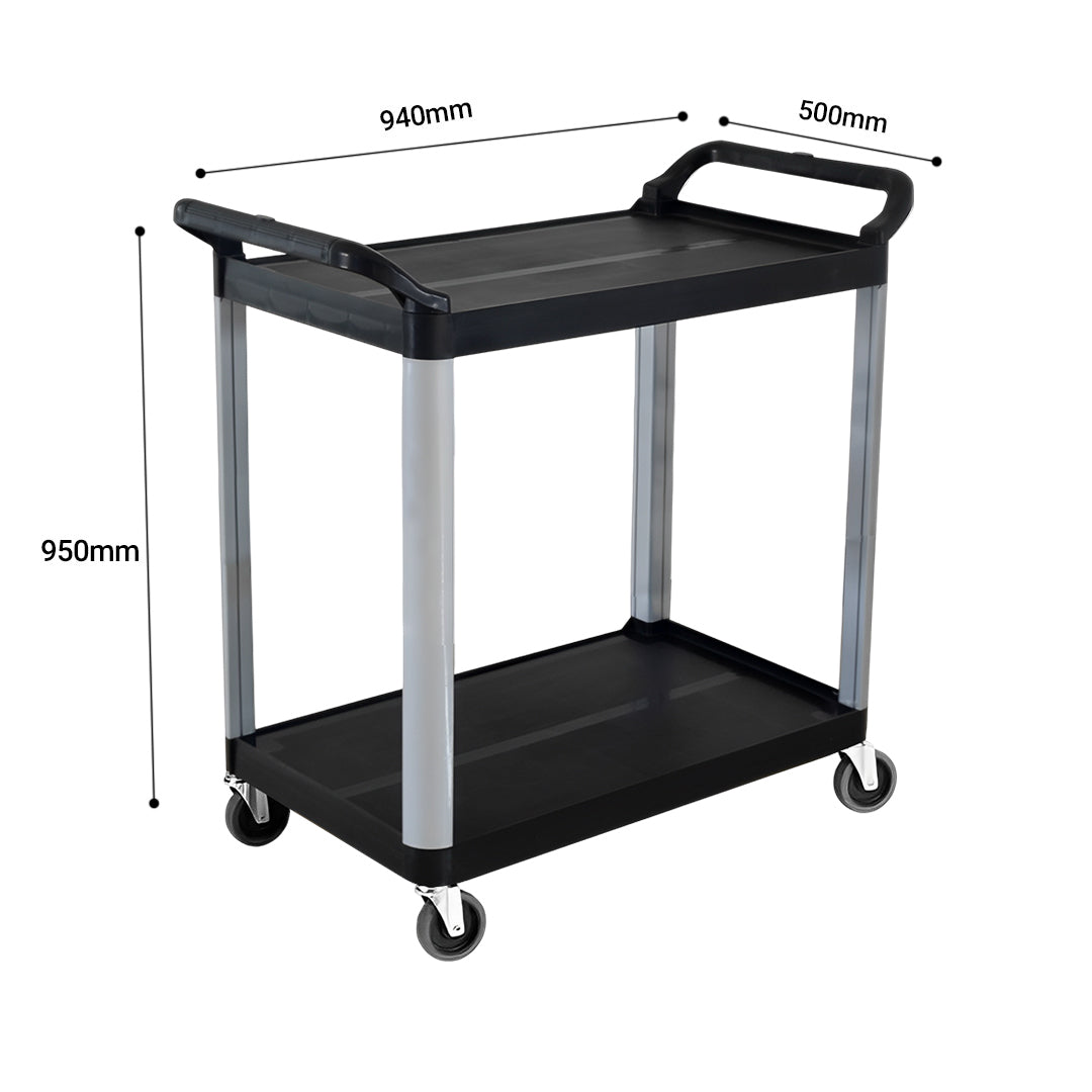 2 Tier Multifunctional Utility Cart 950x500x940mm Black