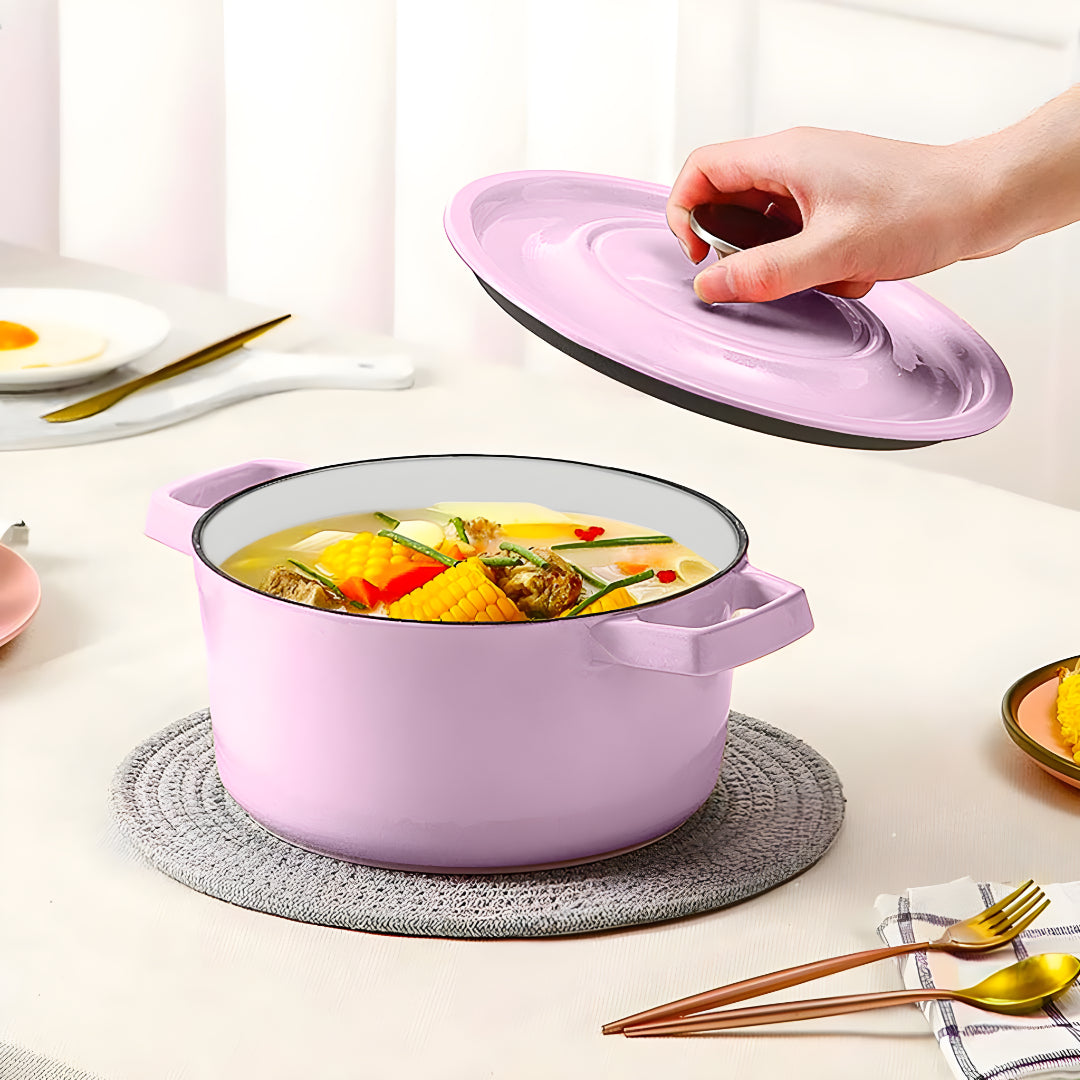 Cast Iron Ceramic Casserole 5L Pink 26cm