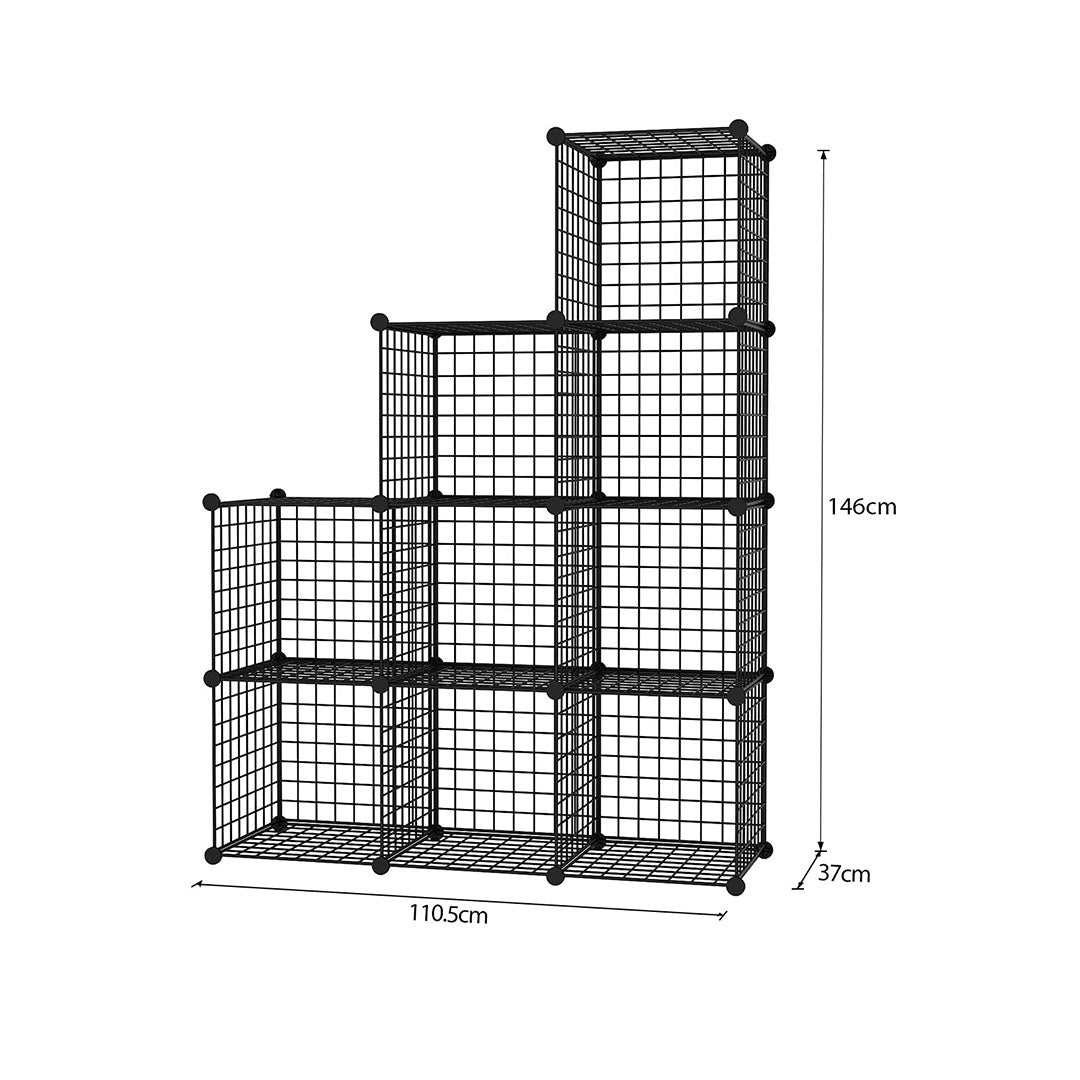 Black Portable 9-Cube 3 Column Storage Organiser