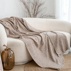 SOGA 130x190cm Misty Beige Blanket – Houndstooth Tassel Throw