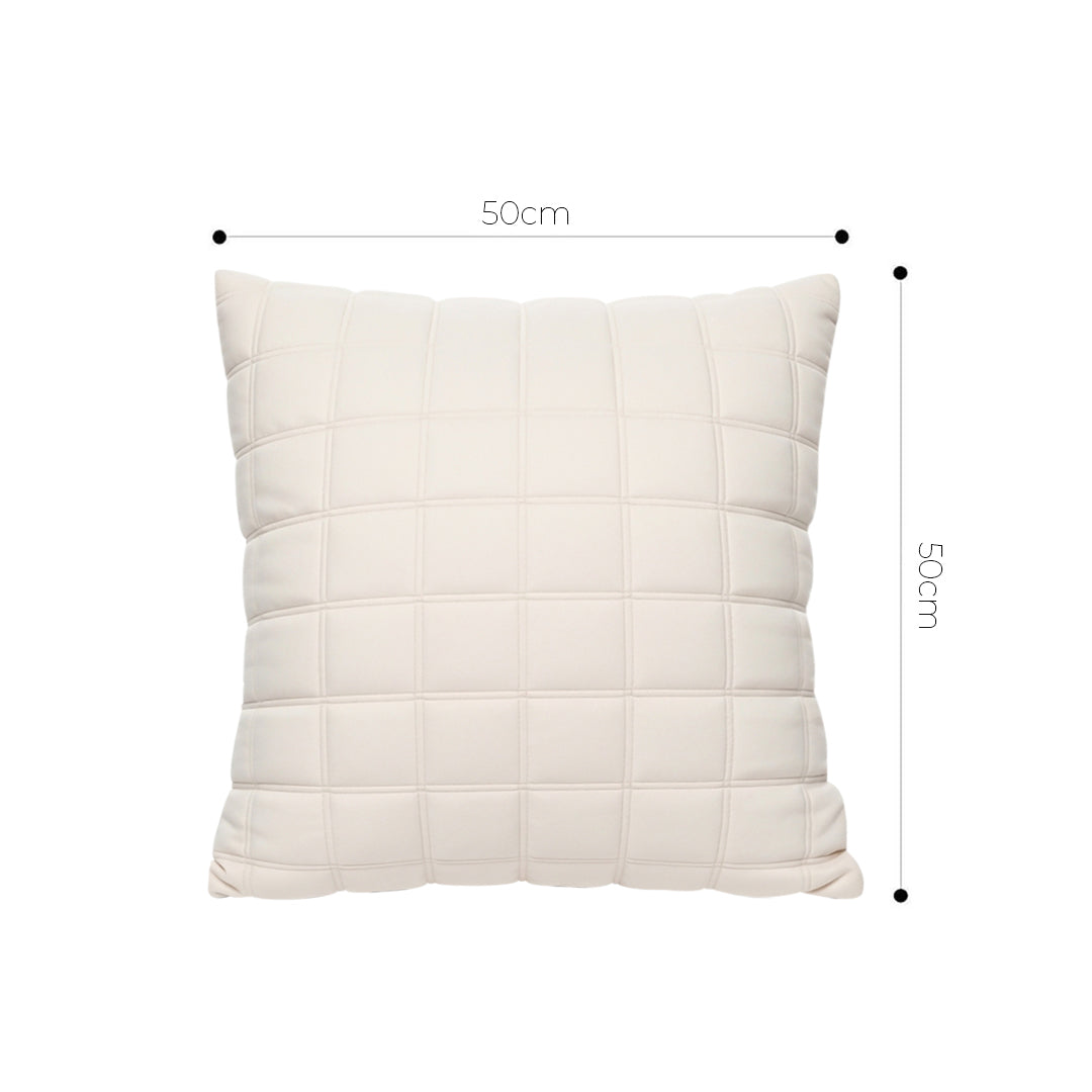 SOGA 50cm Beige Quilted Grid Pattern Decorative Throw Pillow