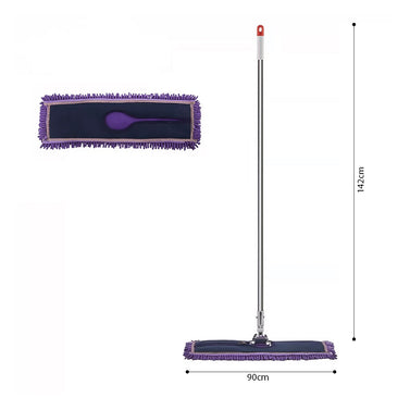 SOGA 90cm Purple Microfiber Flat Mop Floor Cleaning Pads Rotating Dust Remover