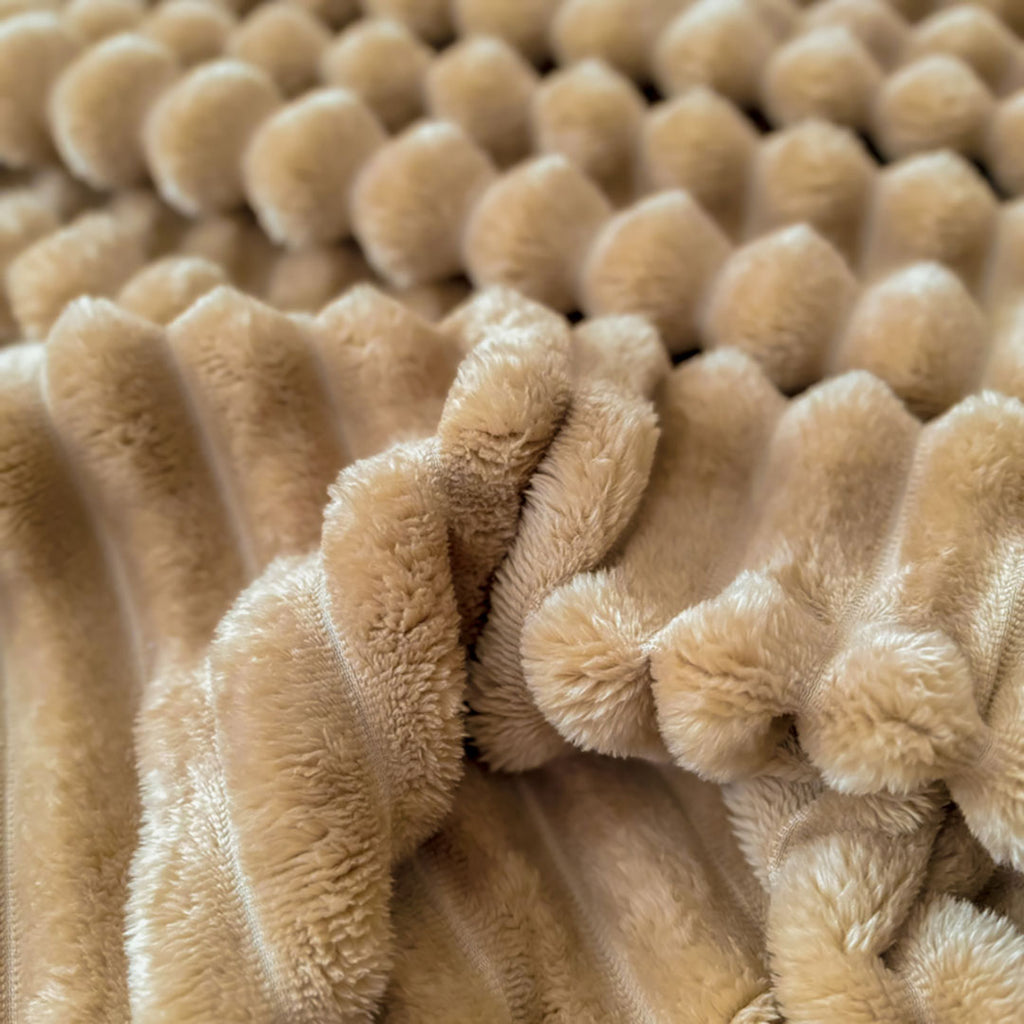 SOGA 150x200cm Warm & Cozy Flannel Polyester Throw Blanket Light Brown