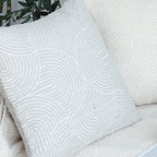 50cm Throw Pillow Off White Lumbar Embroidered