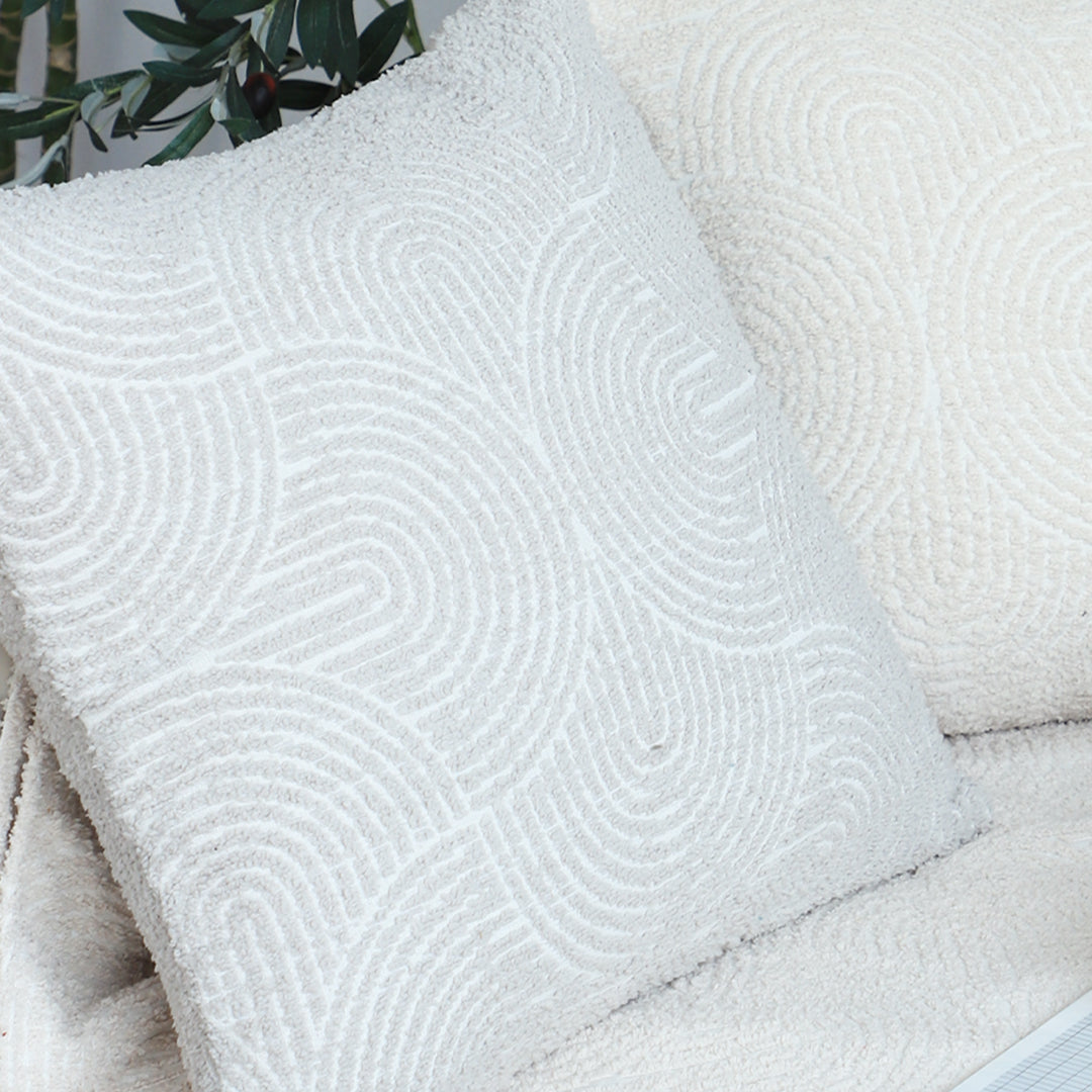 50cm Throw Pillow Off White Lumbar Embroidered