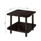 70cm Black Ceramic Side Table with Black Metal Legs