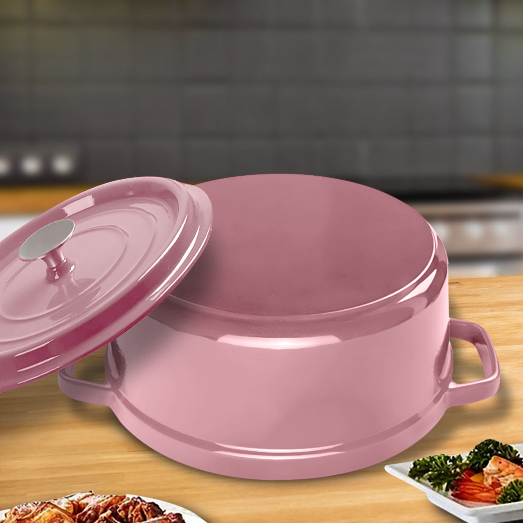 Cast Iron Porcelain Casserole 3.6L Pink 24cm