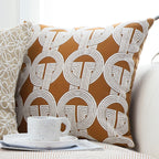 50cm Throw Pillow Brown Circular Chain Jacquard for Home Decor
