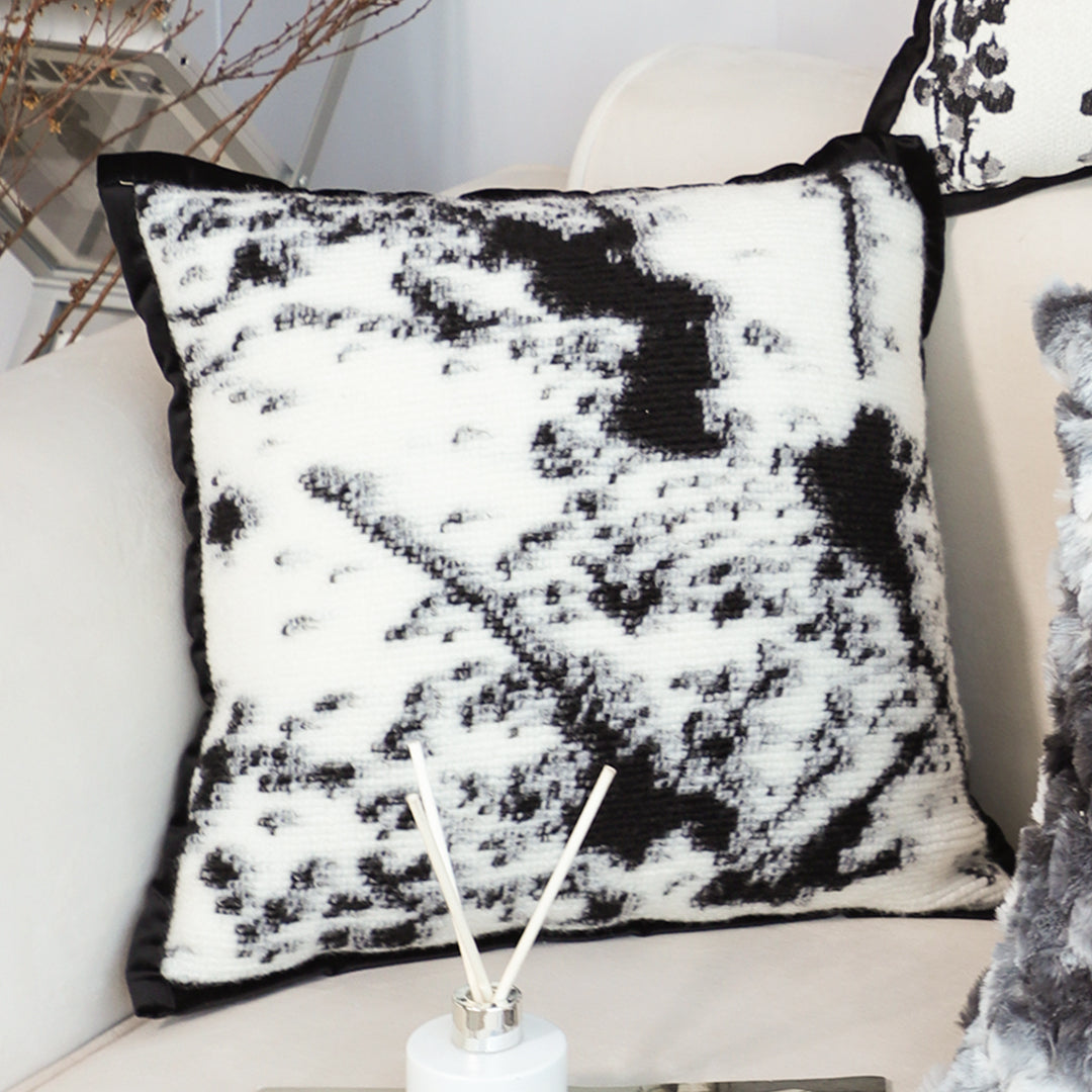 50cm Throw Pillow  Black and White Leopard Thick Premium Polyester Fiber