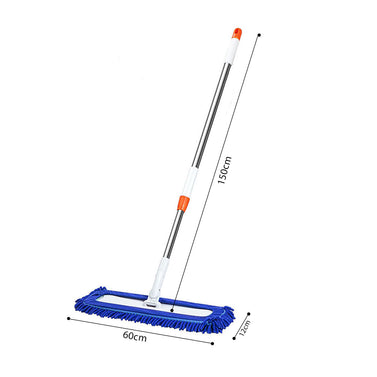 SOGA 60x12 Blue Microfiber Flat Mop Floor Cleaning Pads Rotating Dust Remover